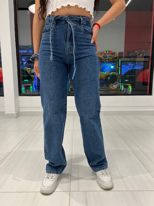 Wide Leg Jeans con Cinturón