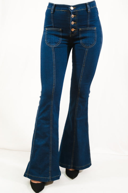 Bootcut Jeans con Bolsillos Frontales